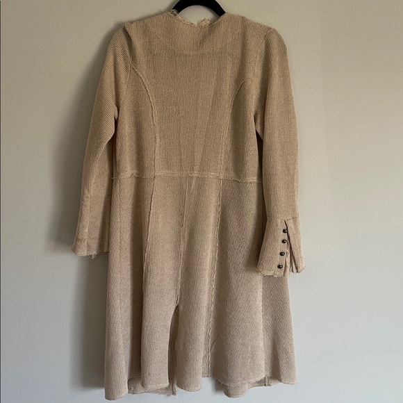 Vocal BEIGE Cardigan Duster embellished with lace designs - Picture 4 of 7